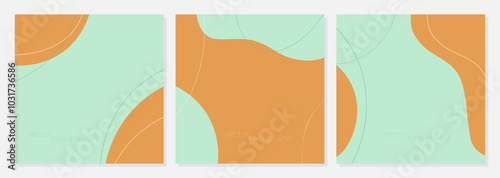 Templates social stories square layout, abstract boho style, mint and orange poster and advertising design, brochure. . Vector illustration