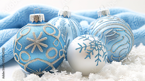Wallpaper Mural Sky light Blue Christmas Balls for Holiday decoration on White clear Background  Torontodigital.ca