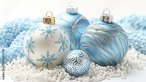 Wallpaper Mural Sky light Blue Christmas Balls for Holiday decoration on White clear Background  Torontodigital.ca