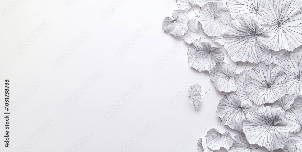 A minimalist design featuring delicate white flowers against a light background. A minimalist design featuring delicate white flowers against a light background.