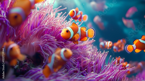 Exploring the vibrant underwater world clownfish and sea anemones in a colorful coral reef habitat