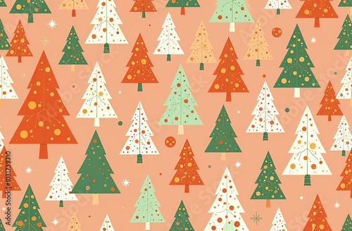 Seamless Christmas pattern with tree design, Christmas background, decorative paper, suitable for gift wrap, wallpaper, vector illustration.