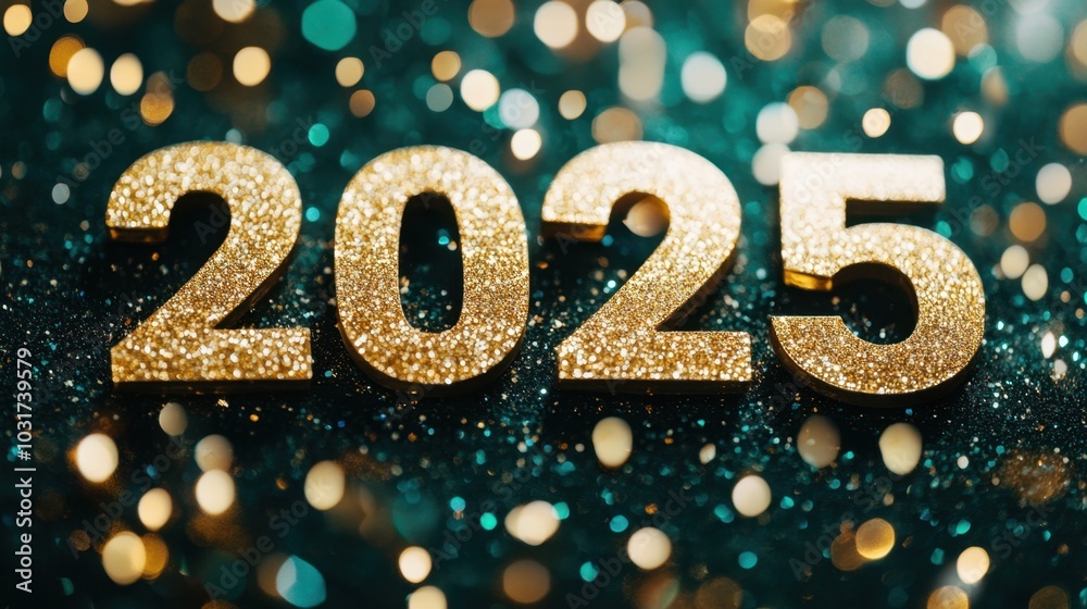 Glittering 2025 Numerals on a Sparkling Background for Celebration