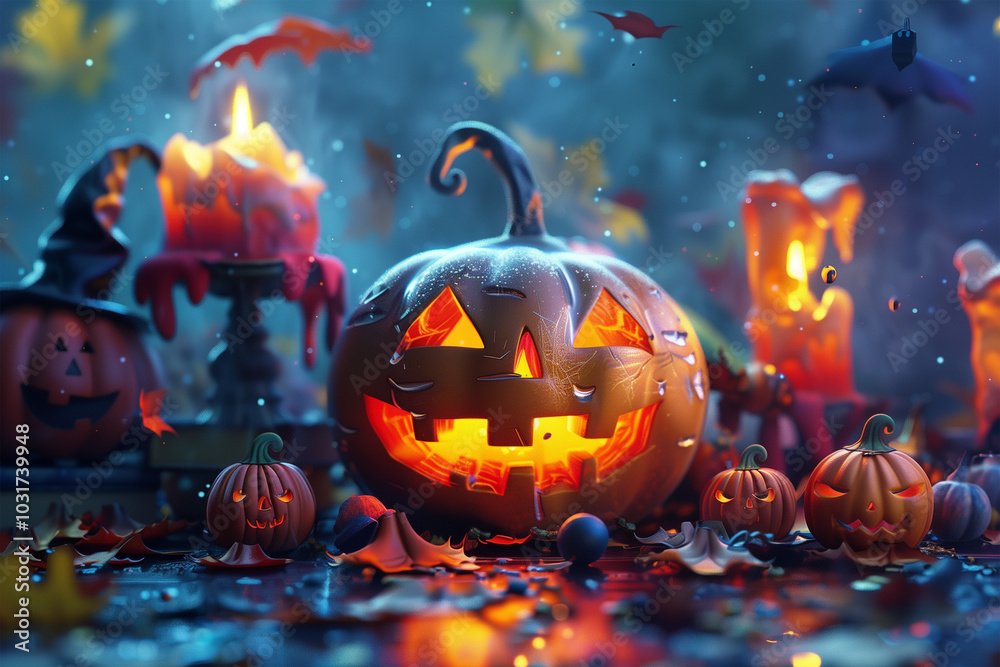 Fototapeta premium Halloween creative 3d illustration