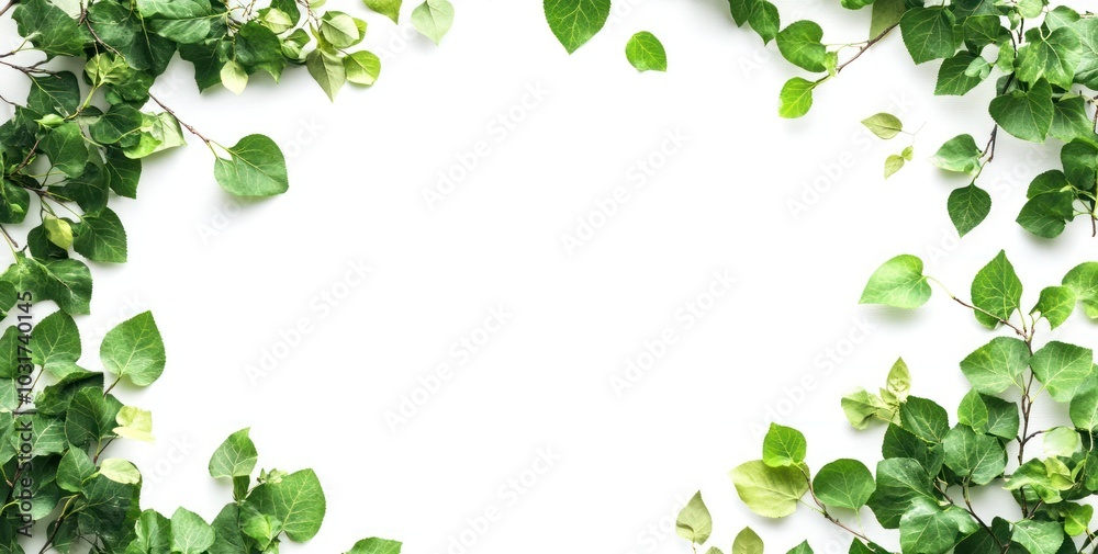 Green leaves framing a blank space for design or text. Green leaves framing a blank space for design or text.