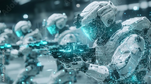 Wallpaper Mural Futuristic Warfare - Soldiers Utilizing Augmented Reality on the Battlefield Torontodigital.ca