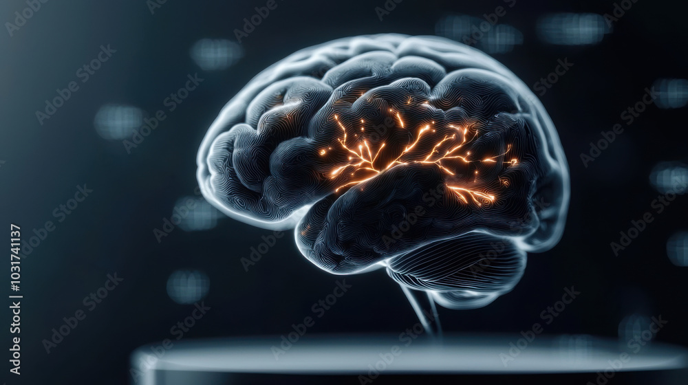 stunning digital  of a human brain showcasing neural activity