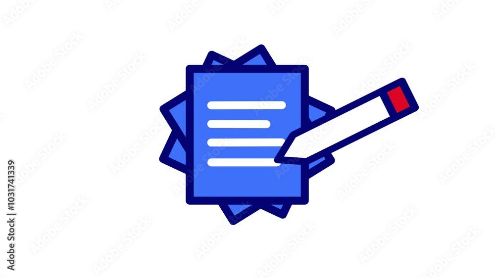 Looping animation of pen, notes, book, notebook, paper for memo or writing a note Looping animation of pen, notes, book, notebook, paper for memo or writing a note