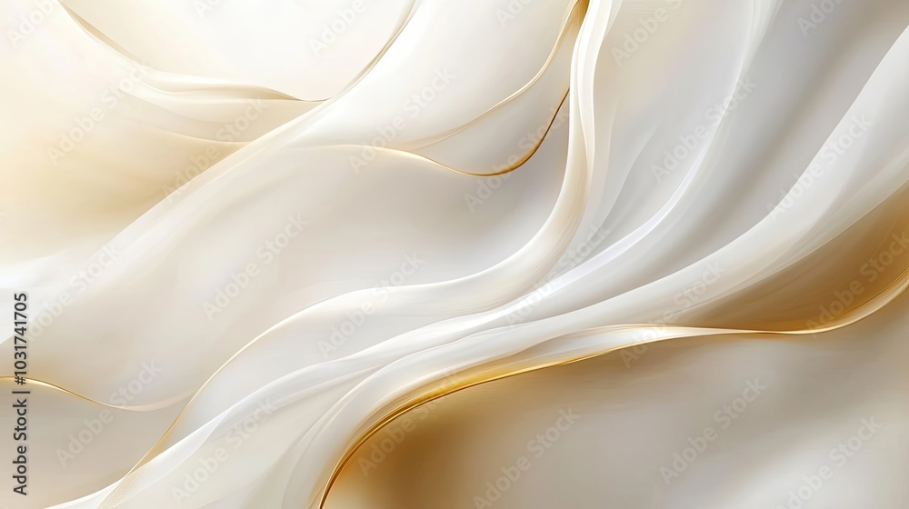 Fototapeta premium Abstract Swirling Design with White and Gold Hues