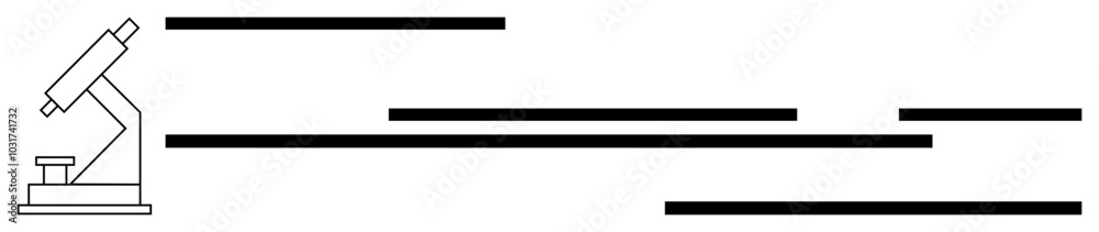 An outline of a microscope is displayed on the left side with horizontal lines extending to the right. Ideal for educational, scientific, minimalist design, biology presentations, and research An outline of a microscope is displayed on the left side with horizontal lines extending to the right. Ideal for educational, scientific, minimalist design, biology presentations, and research