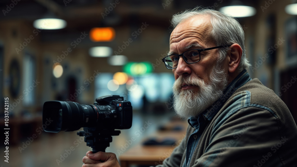 Elderly Man Sitting Alone In Dimly Lit Public Space Elderly Man Sitting Alone In Dimly Lit Public Space