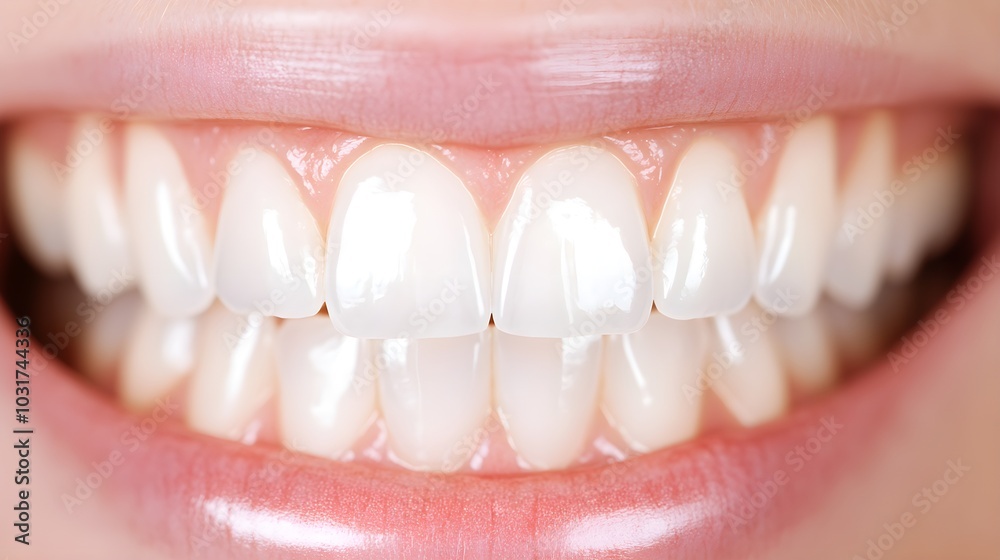 Fototapeta premium Side-by-side close-up of teeth, showing noticeable brightness difference before and after professional whitening, Photorealistic, High-Resolution, Soft Lighting