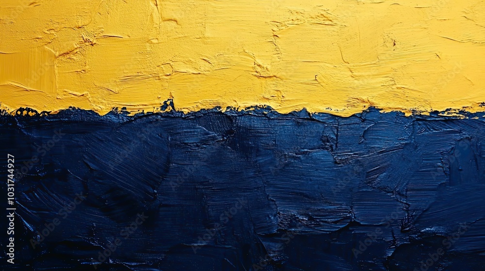 Obraz premium Abstract Textural Painting with Yellow and Blue Acrylic