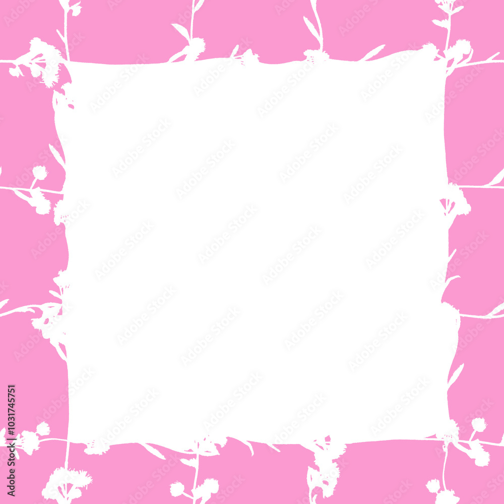 Pink frame with white flowers. Cute paper note template for text. Pink frame with white flowers. Cute paper note template for text.