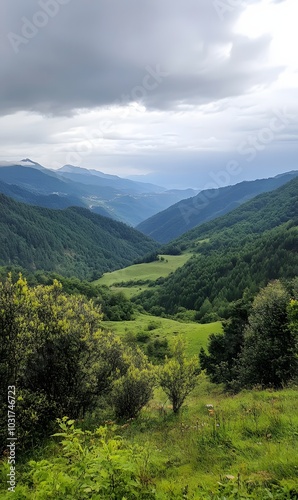 109. A peaceful mountain view with rolling hills