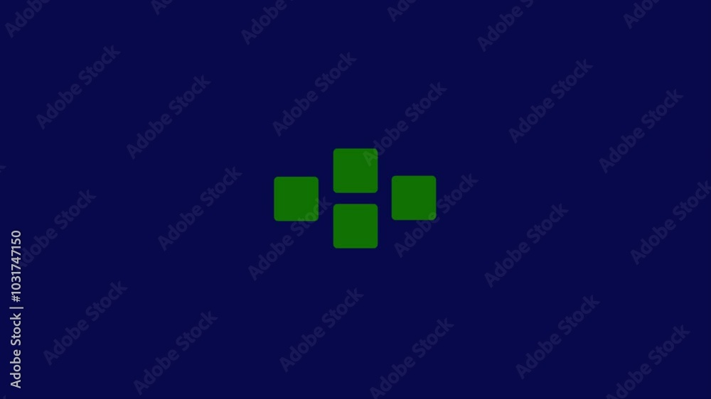 Simple loop animated loading icon. Geometric loader animation with simple rounded squares on blue background. Simple loop animated loading icon. Geometric loader animation with simple rounded squares on blue background.