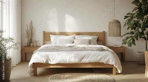 Elegant and Cozy Modern Bedroom Interior Design with Stylish Decor, mockup, poster and Background