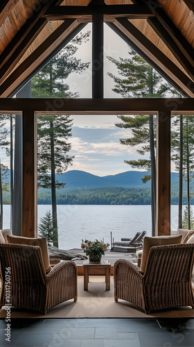 Cozy Cabin Living Room with Lake View