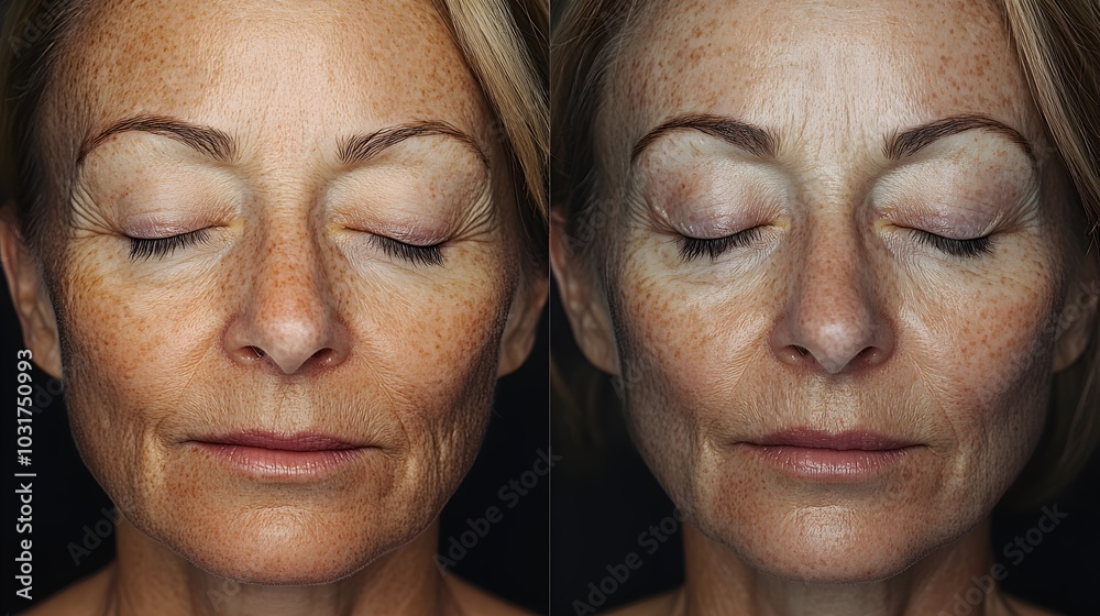 Before-and-after images of skin affected by melasma and texture issues, showcasing how Botox and spot reduction create an even, wrinkle-free complexion Before-and-after images of skin affected by melasma and texture issues, showcasing how Botox and spot reduction create an even, wrinkle-free complexion