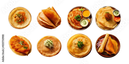 Variety of Delicious Indian Dishes on a Table,PNG set collection, isolated on transparent background