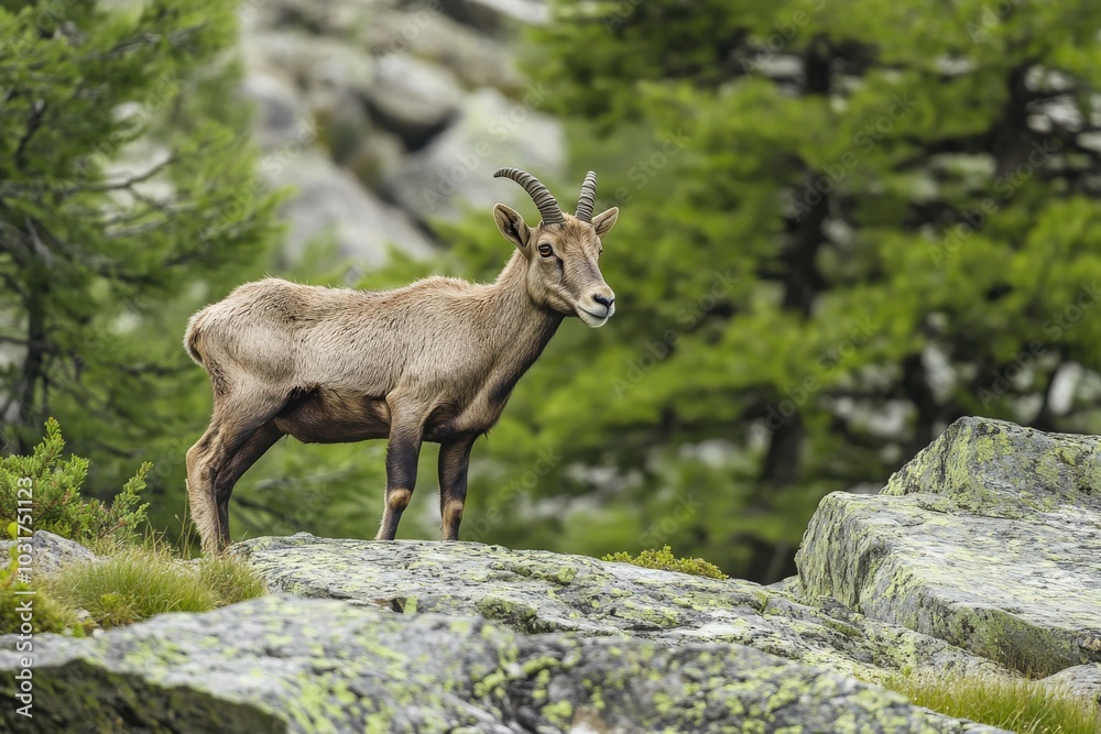 Ibex in Alpine Environment of Gran Paradiso National Park, Italy - Hiking Destination Ibex in Alpine Environment of Gran Paradiso National Park, Italy - Hiking Destination