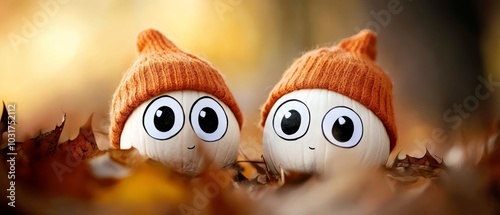  A pair of eggs atop a mound of leaves