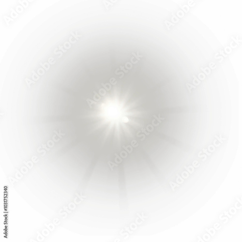 Golden Sunlight and Lens Flare Overlay with Abstract Sunburst