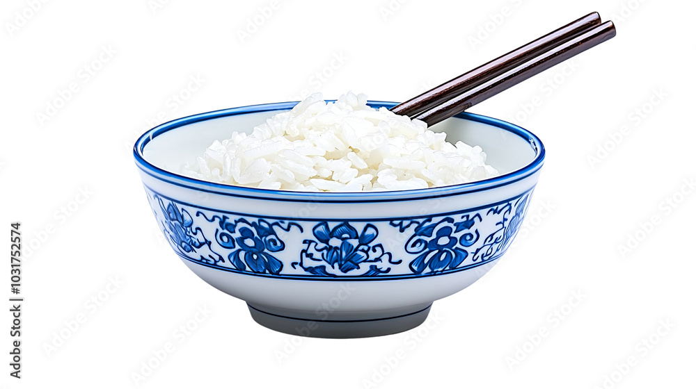 A bowl of cooked white rice with chopsticks, featuring fresh cottage cheese, presented as a healthy and nutritious meal A bowl of cooked white rice with chopsticks, featuring fresh cottage cheese, presented as a healthy and nutritious meal