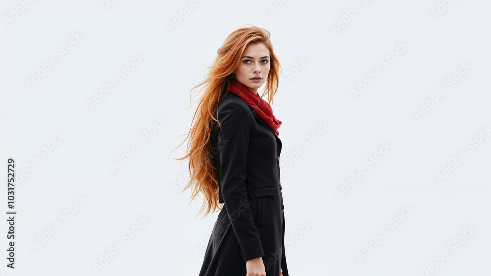 Confident Businesswoman with Red Hair and Stylish Scarf Confident Businesswoman with Red Hair and Stylish Scarf