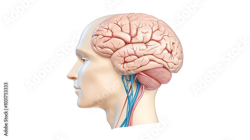 Human Brain Anatomy Illustration with Stroke Details photo