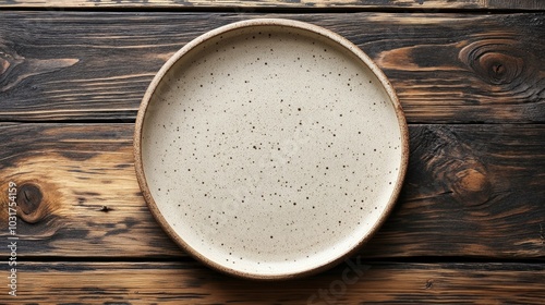 Ceramic Plate on Rustic Wooden Table