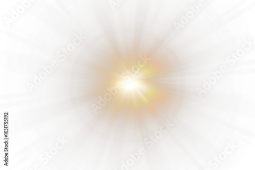 Golden Sunlight with Abstract Sun Burst on Black Background