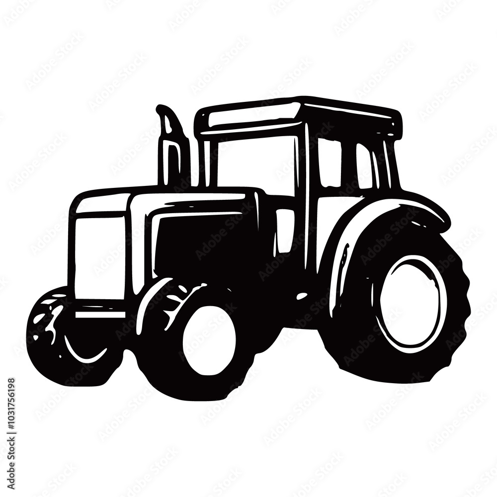 Black and white drawing of a tractor with the words quot vector illustrations on white background generated Ai Black and white drawing of a tractor with the words quot vector illustrations on white background generated Ai