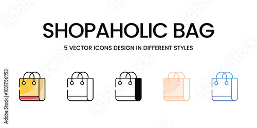 Shopaholic Bag vector icons set ready to use wed and mobile apps.