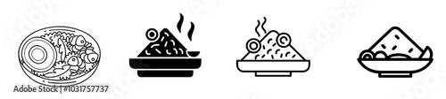 Fried rice icons illustration. vector