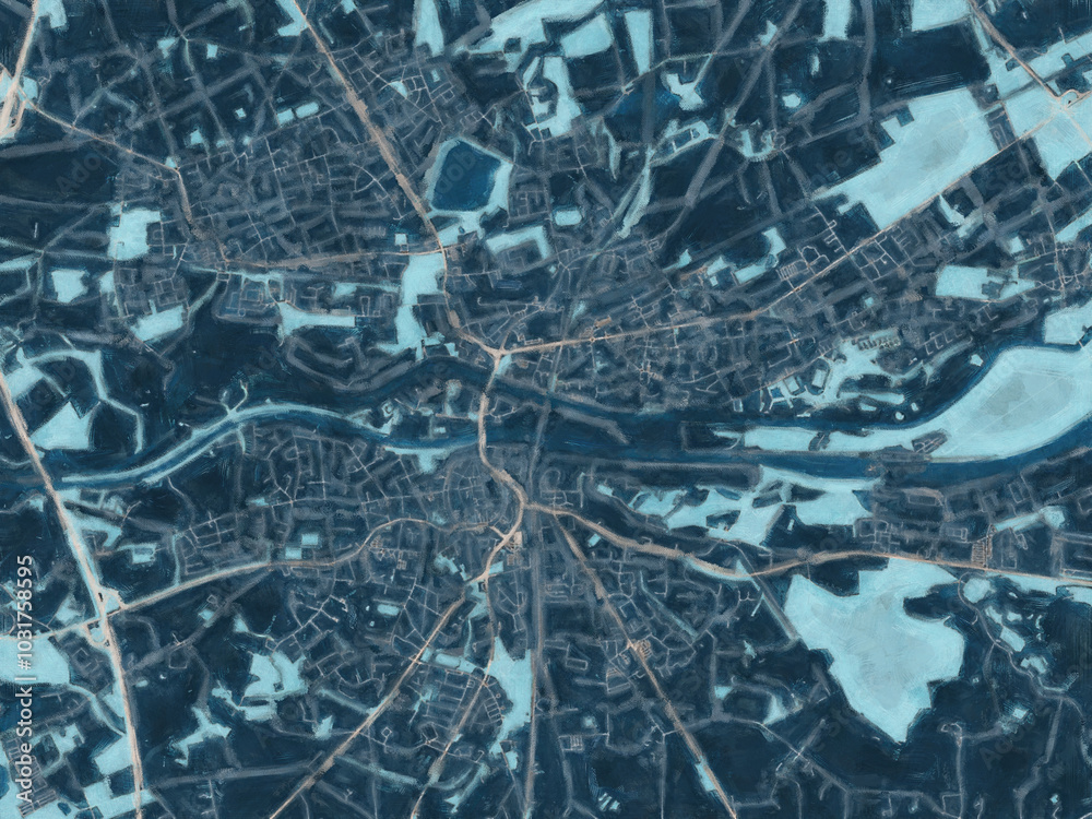 Painterly Style City Map of Dorsten, Germany in a Blue Color Scheme. Painterly Style City Map of Dorsten, Germany in a Blue Color Scheme.