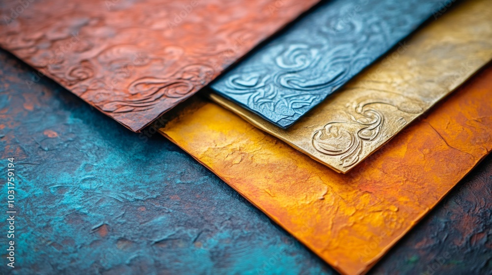 Fototapeta premium Abstract Textured Colorful Papers