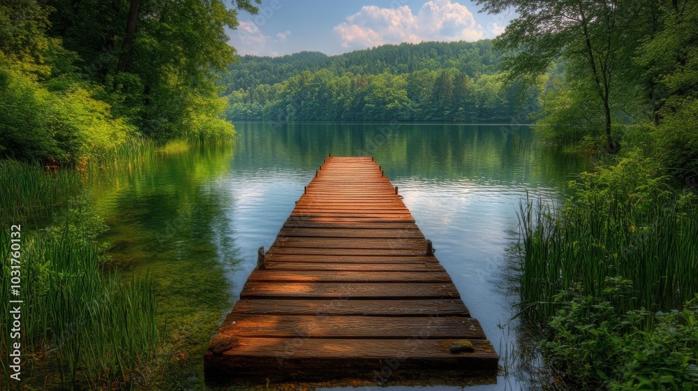Wooden Pier Over Tranquil Lake Wooden Pier Over Tranquil Lake