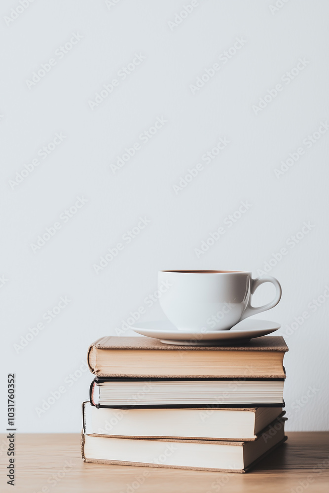 cup of coffee on a stack of books. lifestyle blogs, social media, cup of coffee on a stack of books. lifestyle blogs, social media,