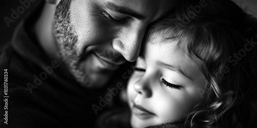 Tender moment between a parent and child where the father holds his daughter in a heartfelt embrace