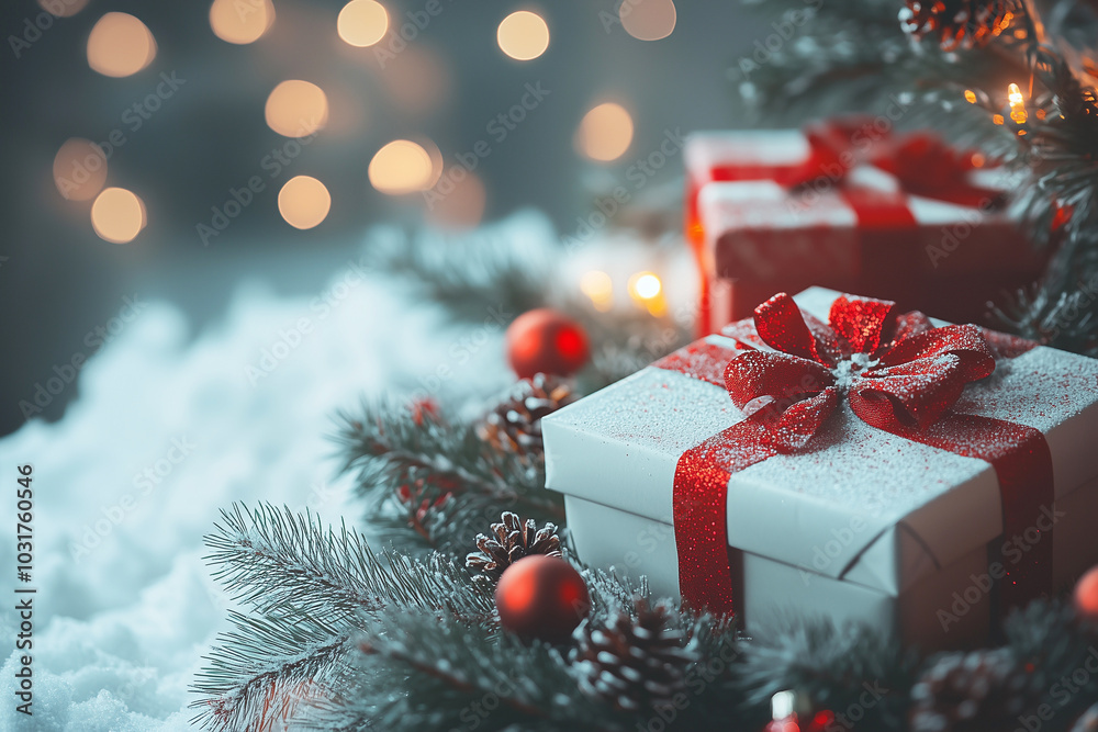 Christmas gift with christmas decoration. Christmas gift with christmas decoration.