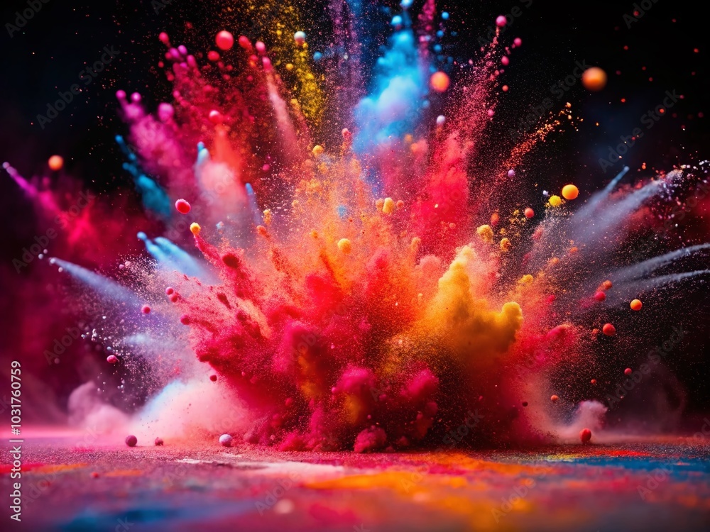Vibrant Colorful Powder Explosion in Red, White, and Pink for Stunning Visual Effects Vibrant Colorful Powder Explosion in Red, White, and Pink for Stunning Visual Effects