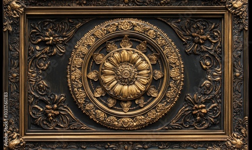 Ornate gold frame with floral design.