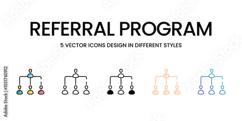 Referral Program vector icons set ready to use wed and mobile apps.