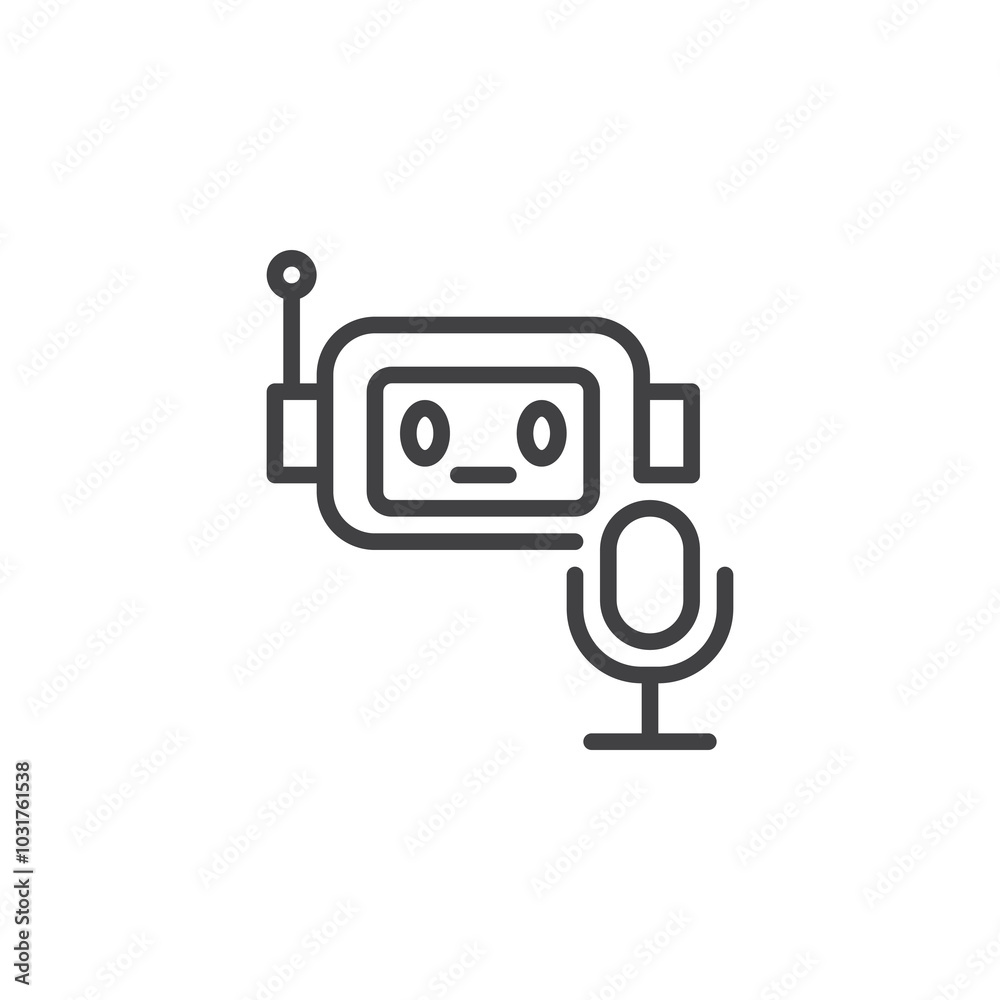 Fototapeta premium Robot Voice Assistant line icon