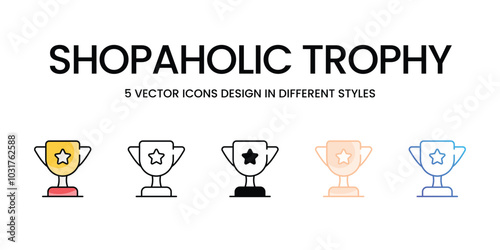 Shopaholic Trophy vector icons set ready to use wed and mobile apps.
