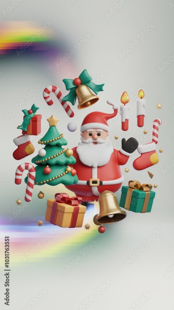 Christmas Elements Floating 3D Render Look Christmas Elements Floating 3D Render Look