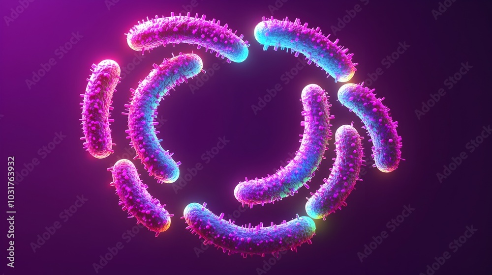 Cheerful Bacteria Forming a Glowing Pastel Friendship Circle in 3D Rendering Cheerful Bacteria Forming a Glowing Pastel Friendship Circle in 3D Rendering