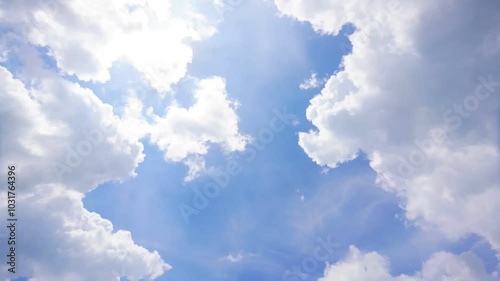 clouds and blue sunny sky,  white clouds over blue sky, Aerial view,  nature, blue sky, white clear weather.