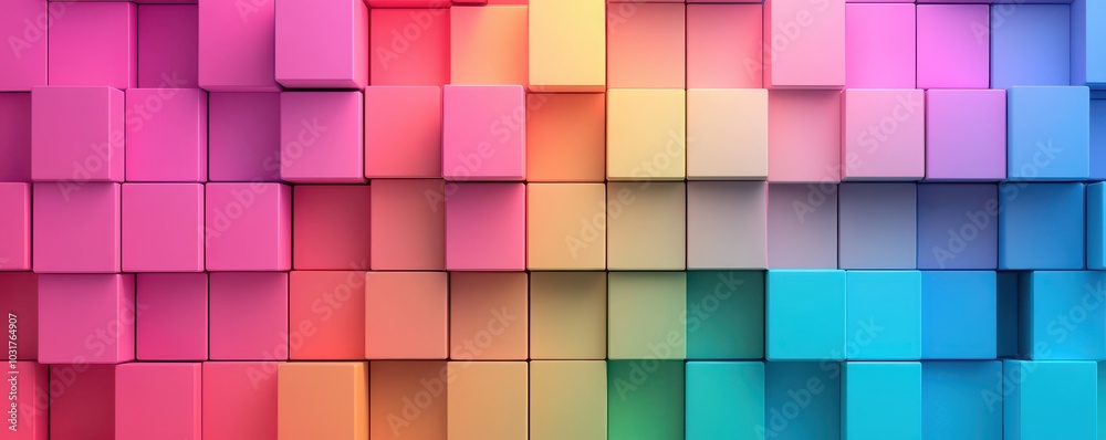 Modern Abstract: Geometric 3D Blocks in Vibrant Gradient Colors Creating Depth and Dimension Modern Abstract: Geometric 3D Blocks in Vibrant Gradient Colors Creating Depth and Dimension